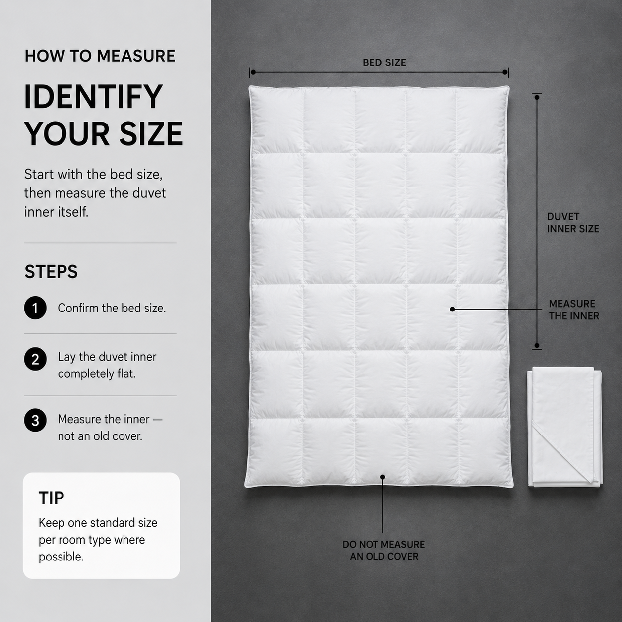 Step 1: Identify the Duvet Inner Size
